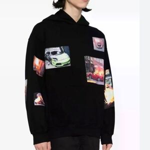 Anti Social Social Club Totaled XXL Black Hoodie with Graphic Patches